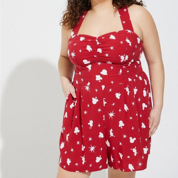 NWT TORRID ROMPER - DISNEY MINNIE MICKEY MOUSE - POLKA DOT STAR PRINT AMERICANA - Picture 15 of 16